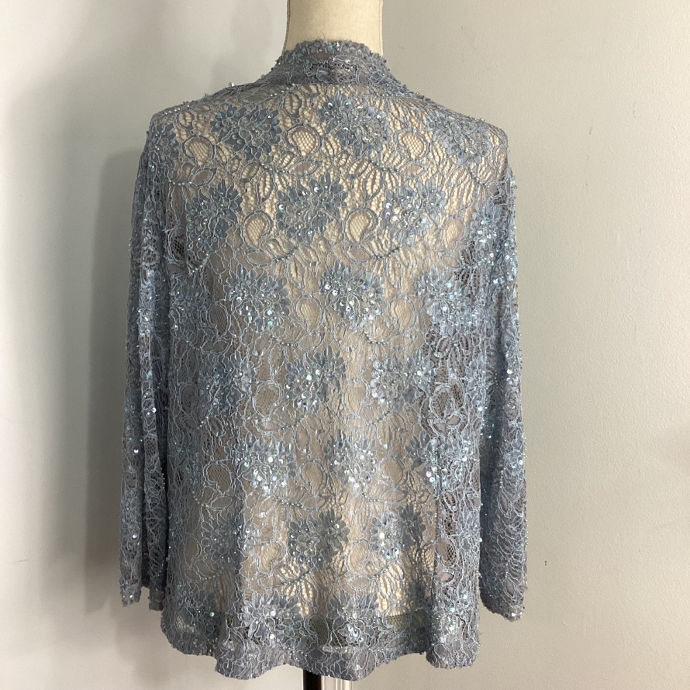 VTG 80-S KAREN MILLER  PLUS 20W SPECIAL EVENT BLUE LACE CARDIGAN BEADS S… - Picture 2 of 13